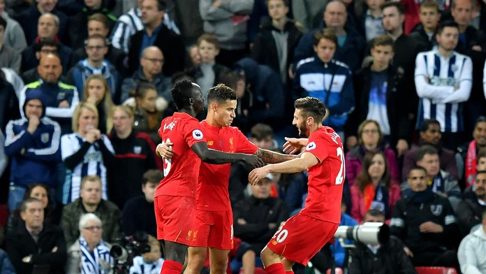 Radosť hráčov Liverpoolu po góle.