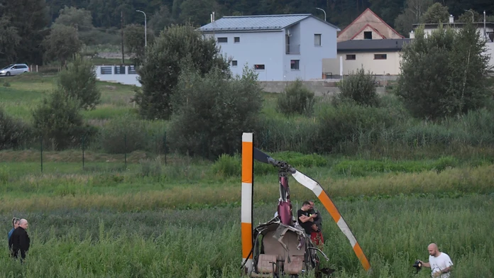 Pád vrtuľníka pri Prešove.