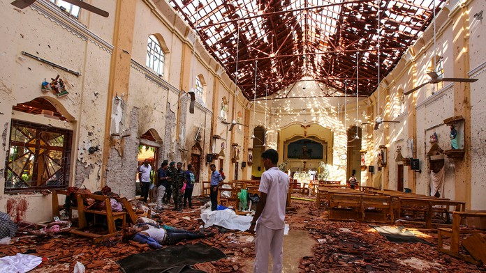 Obete útoku na kostol v Negombe na Srí Lanke.