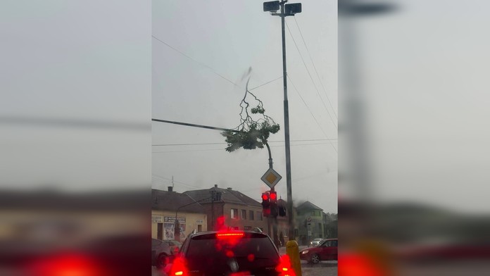 Juhom stredného Slovenska sa prehnala búrka. Stromy popadali aj na elektrické vedenie