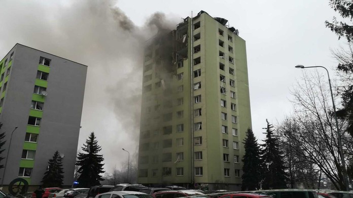 Výbuch bytovky v Prešove.