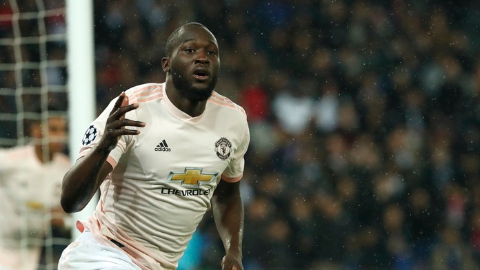 Romelu Lukaku z Manchesteru United v odvete osemfinále LM na pôde PSG.