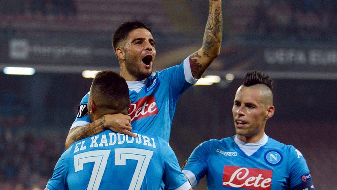 Hráči SSC Neapol - Lorenzo Insigne, Marek Hamšík a Omar El Kaddouri.