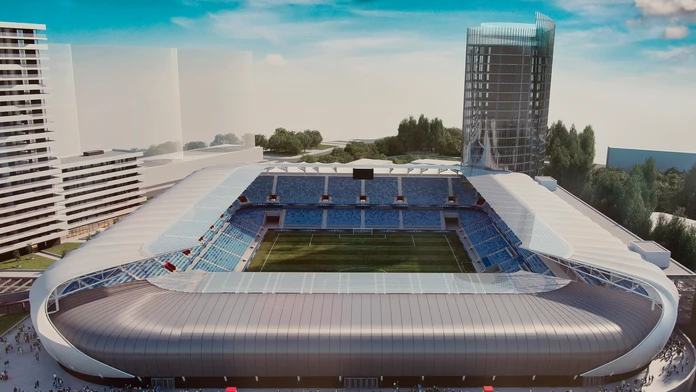 Na snímke vizuál Národného futbalového štadiónu v priestore bývalého štadióna Tehelné pole.