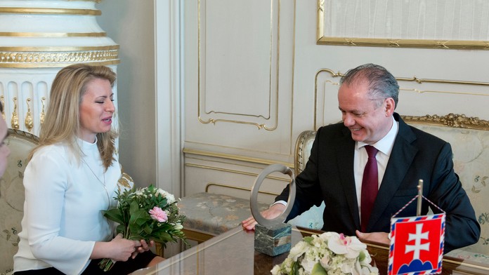 Na snímke prezident SR Andrej Kiska a Zuzana Čaputová