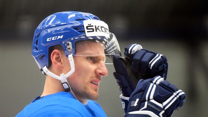 Libor Hudáček počas tréningu pred duelom proti Dánsku na MS 2019.