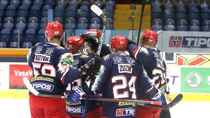 Na snímke gólová radosť hráčov Zvolena.