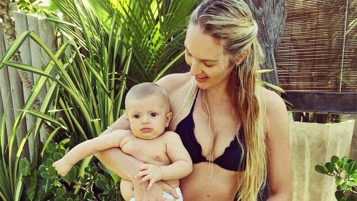 Candice Swanepoel so synčekom