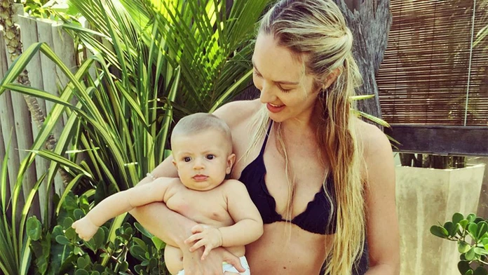 Candice Swanepoel so synčekom