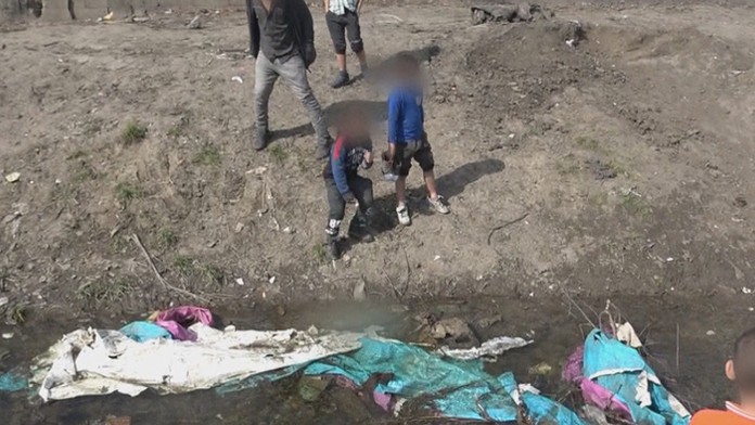 Potok, kde našli kostry psov.