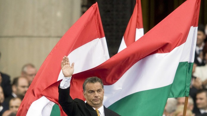 Maďarský premiér Viktor Orbán na masovom mítingu.