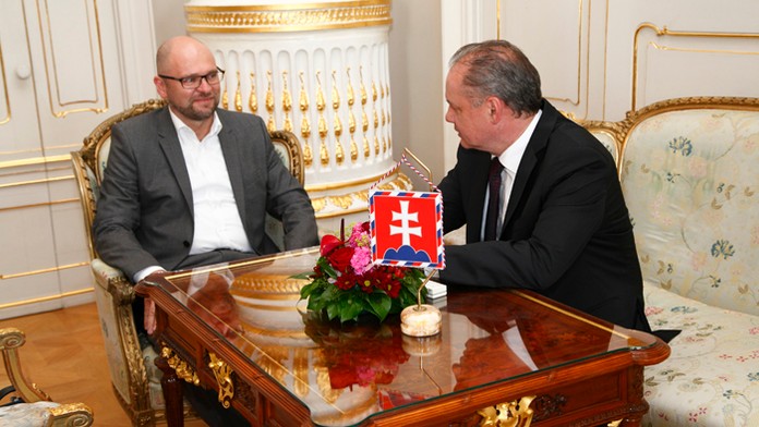 Predseda SaS Richard Sulík a prezident Andrej Kiska.