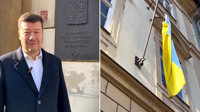 Okamura nariadil zvesenie ukrajinskej vlajky z budovy Poslaneckej snemovne