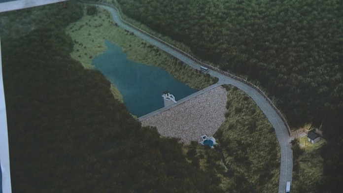 Vizualizácia navrhovanej priehrady v Doľanoch.