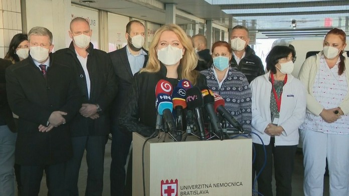 Prezidentka Zuzana Čaputová počas naliehavého príhovoru.