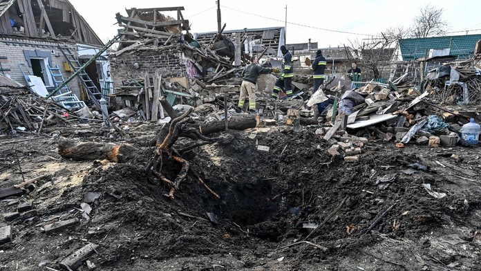 Kráter po jednej z ruských rakiet.