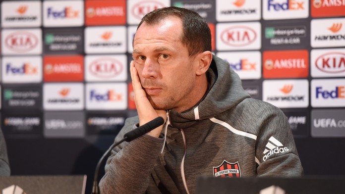 Kouč Trnavy Radoslav Látal na tlačovke pred duelom EL proti Fenerbahce.