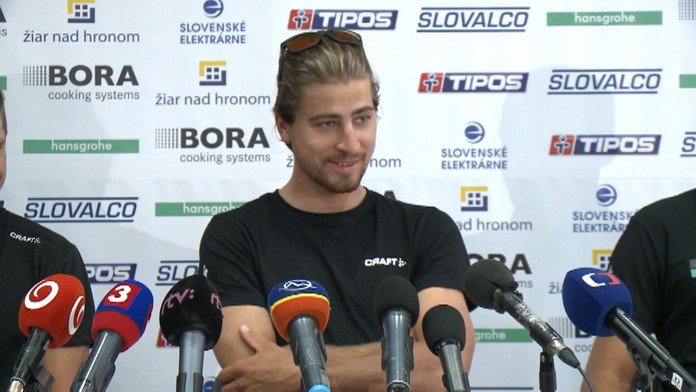 Peter Sagan na tlačovke pred Majstrovstvami Slovenska.