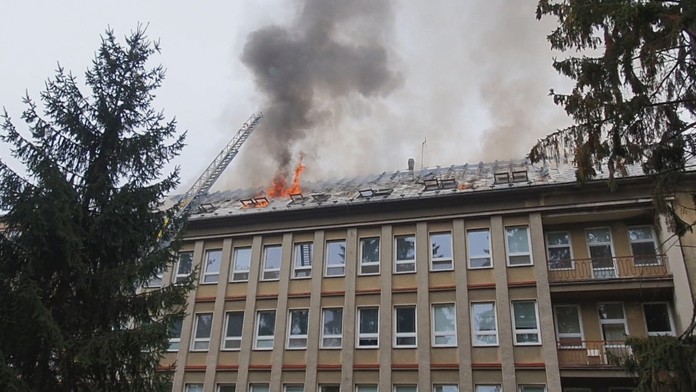 Požiar v nemocnici.