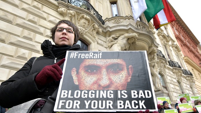 Vo februári protestovali vo Viedni proti zadržaniu saudskoarabského blogera Raífa