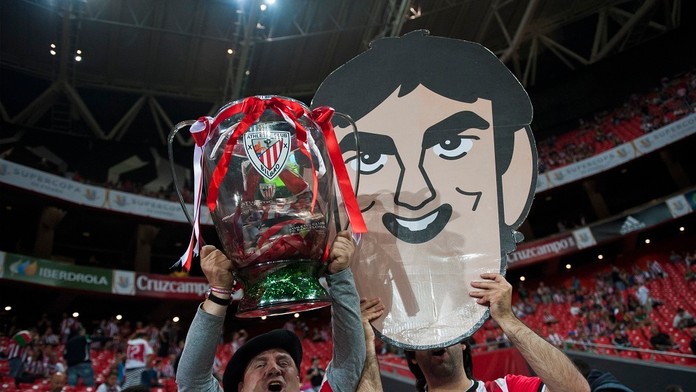 Fanúšikovia tímu Atletico Bilbao.