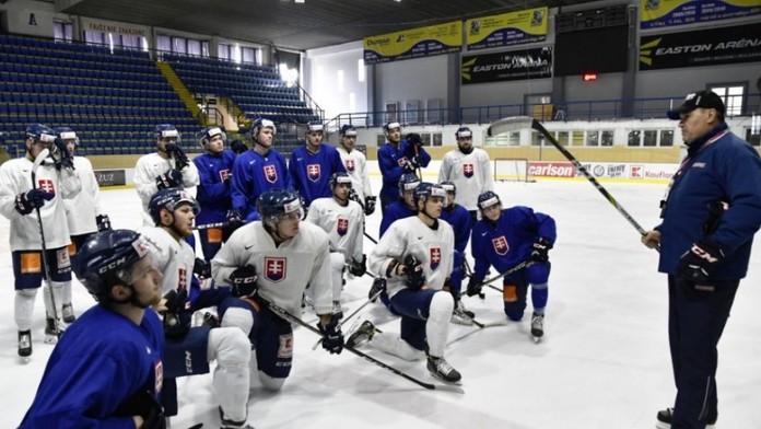 Slovenskí reprezentanti s trénerom.