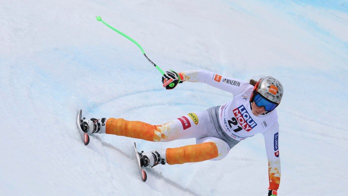 Slovenka Petra Vlhová počas finále super-G Svetového pohára alpských lyžiarok vo francúzskom stredisku Courchevel.