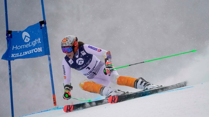 Petra Vlhová v 1. kole sobotného obrovského slalomu Svetového pohára v alpskom lyžovaní v americkom Killingtone.