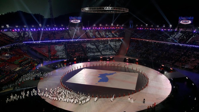 Olympionici z Belgicka počas otváracieho ceremoniálu ZOH 2018.