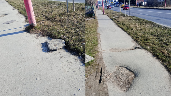 Dieťa spadlo do diery na chodníku v Ružomberku. Vieme o nej, reaguje mesto