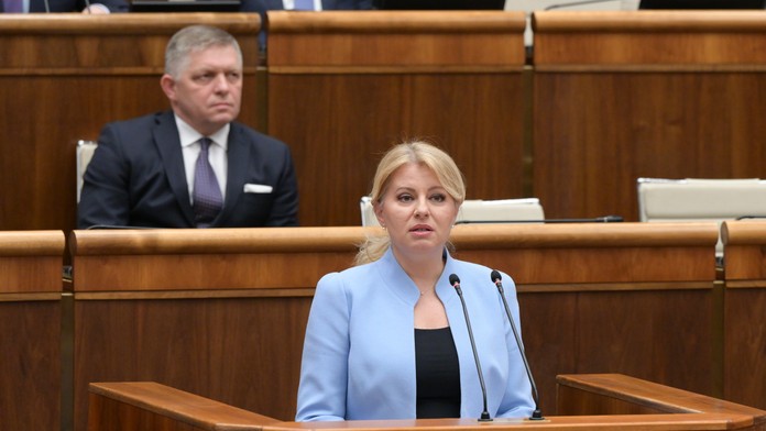Na snímke prezidentka Zuzana Čaputová počas vystúpenia v pléne.