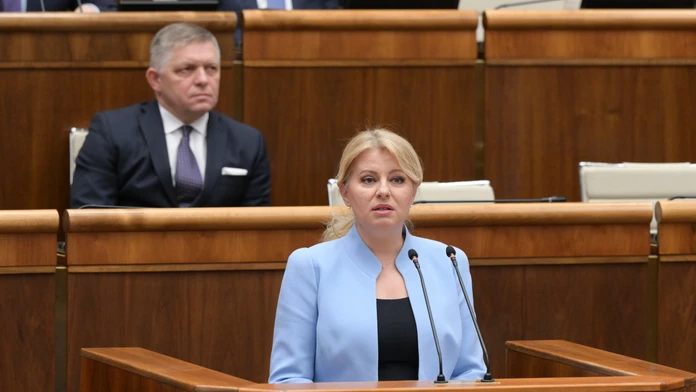 Na snímke prezidentka Zuzana Čaputová počas vystúpenia v pléne.
