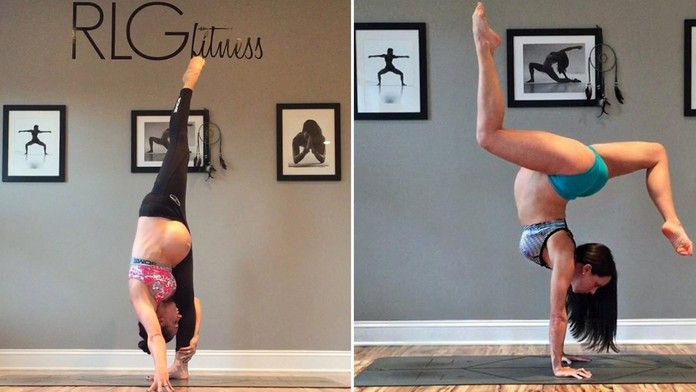 Tehotná Randi Greene cvičí jogu