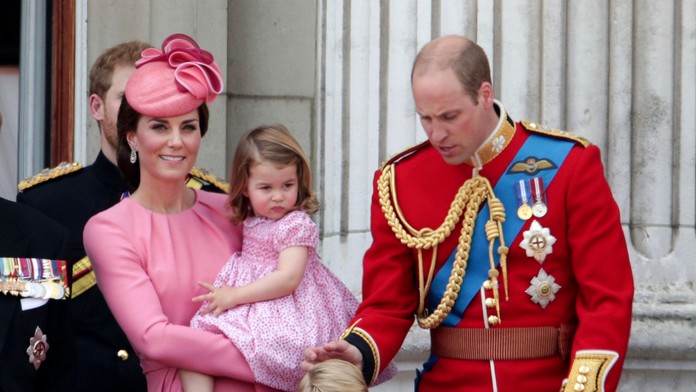 Kate Middleton, princ William, pinc George a princezá Charlotte - archívna snímka.