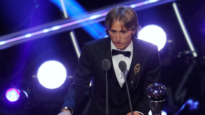 Luka Modrič na slávnostnom odovzdávaní cien Medzinárodnej futbalovej federácie.
