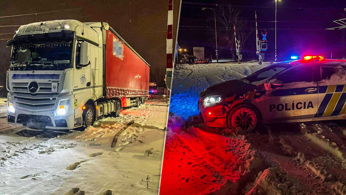 Kamión zapadol na železničnom priecestí. O štyri minúty cezeň mal prejsť rýchlik