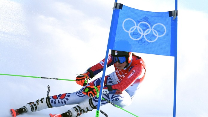 Slovenská lyžiarka Petra Vlhová počas 1. kola obrovského slalomu na ZOH 2022..