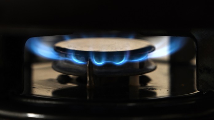 Plynový sporák v domácnosti.