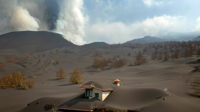 Sopečný popol na ostrove La Palma