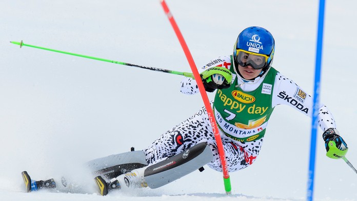 Veronika Velez-Zuzulová v 1. kole slalomu žien Svetového pohára vo švajčiarskom stredisku Crans Montana.