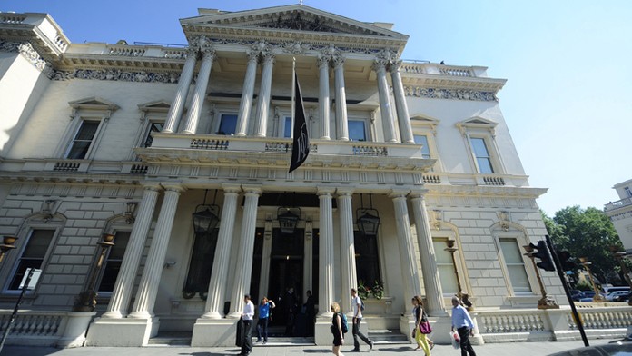 Na archívnej snímke Slovenský dom na londýnskej Pall Mall počas LOH v roku 2012. 