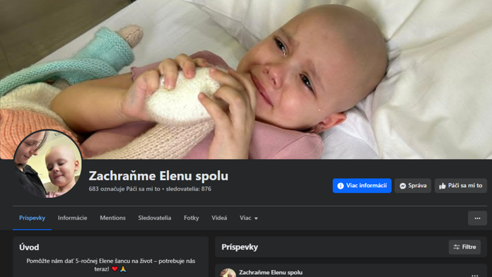 Zneužívajú choré dieťa. Podvodníci vytvorili falošnú zbierku na liečbu rakoviny