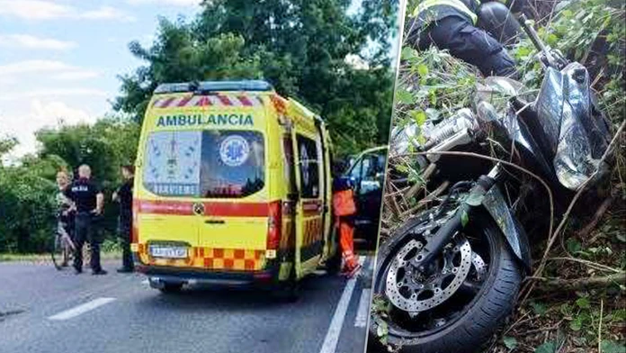 FOTO: Zrážka cyklistu a motorkára pri Leviciach. Zasahovali všetky záchranné zložky
