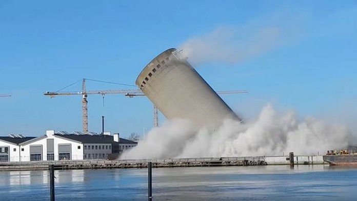 Demolácia veže v dánskom prístavnom meste Vordingborg