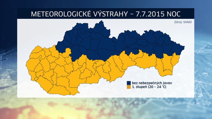 Meteoroligcké výstrahy na noc 