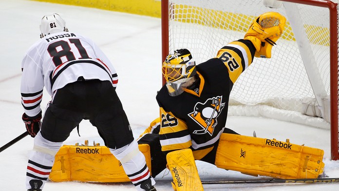 Marián Hossa skóroval proti Pittsburghu desiatykrát v sezóne a 474.-krát v kariére v NHL.