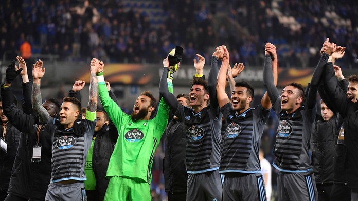 Radosť hráčov Celty Vigo po postupe do semifinále EL.