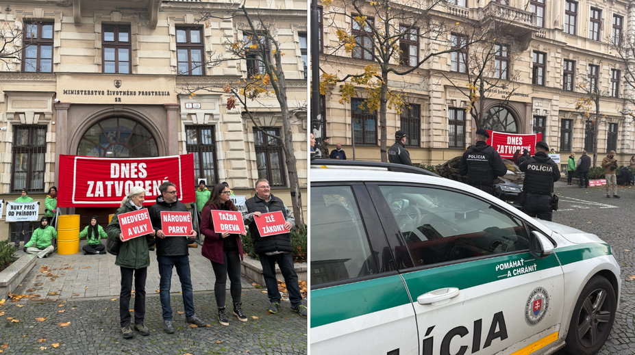 Aktivisti zablokovali vstup do budovy ministerstva životného prostredia. Taraba avizuje trestné oznámenia