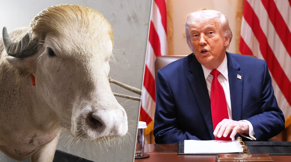 FOTO+VIDEO: Byvol, ktorý sa podobá na Donalda Trumpa, ušiel spod noža. Zachránila ho internetová sláva aj miestna vláda