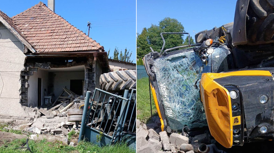 Dopravná nehoda v Trenčianskom kraji: Do rodinného domu nabúral traktor, vchod ostal úplne zdemolovaný